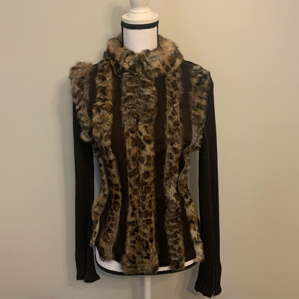 Gaby & Eden - Rabbit fur sweater, zip front